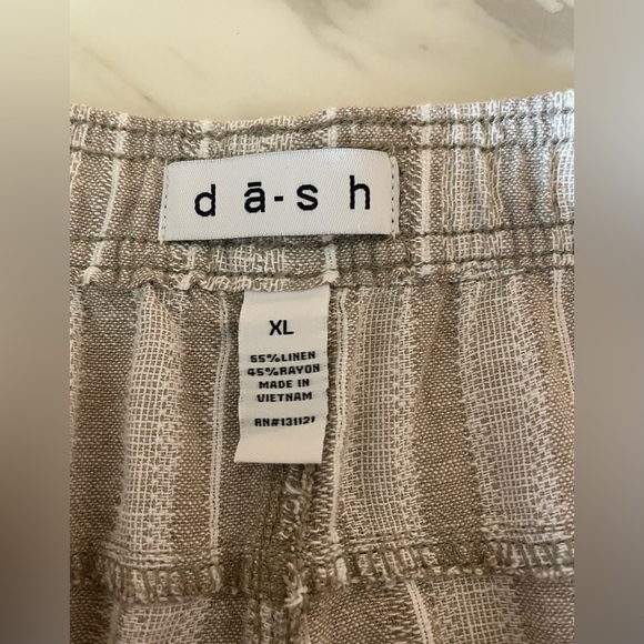 Dash Linen Blend Striped Drawstring Pants Women’s XL Beige Casual Summer Lounge - Picture 4 of 5